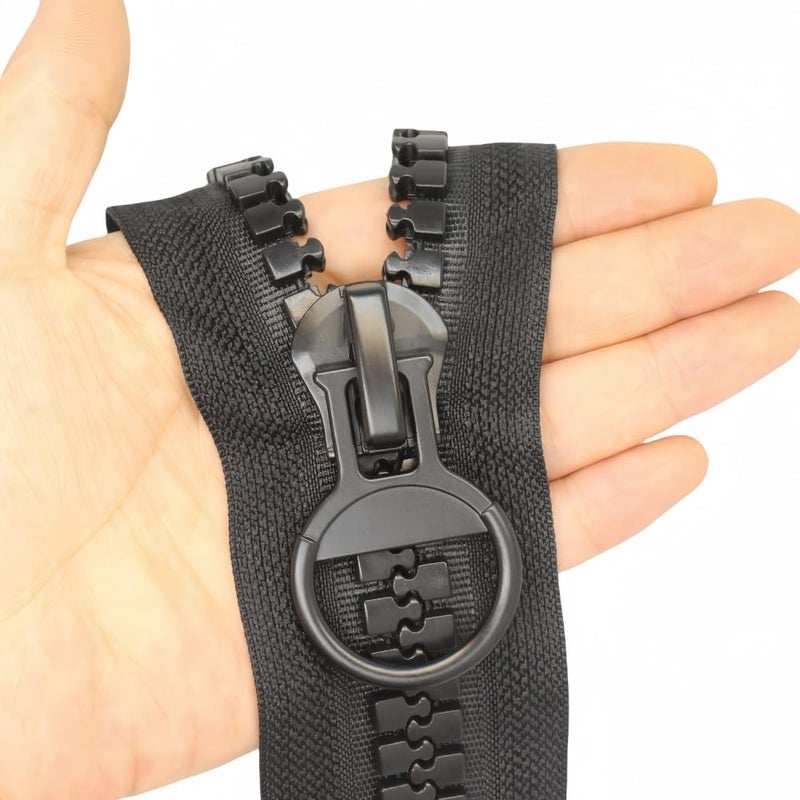 YaHoGa #20 Super Large Plastic Zipper Heavy Duty Zippers by The Yard Bulk 2 Yards + 5pcs Sliders for DIY Sewing Tailor Crafts Bags Tents Boat Cover Canvas (Black 2 Yards) - Image 2